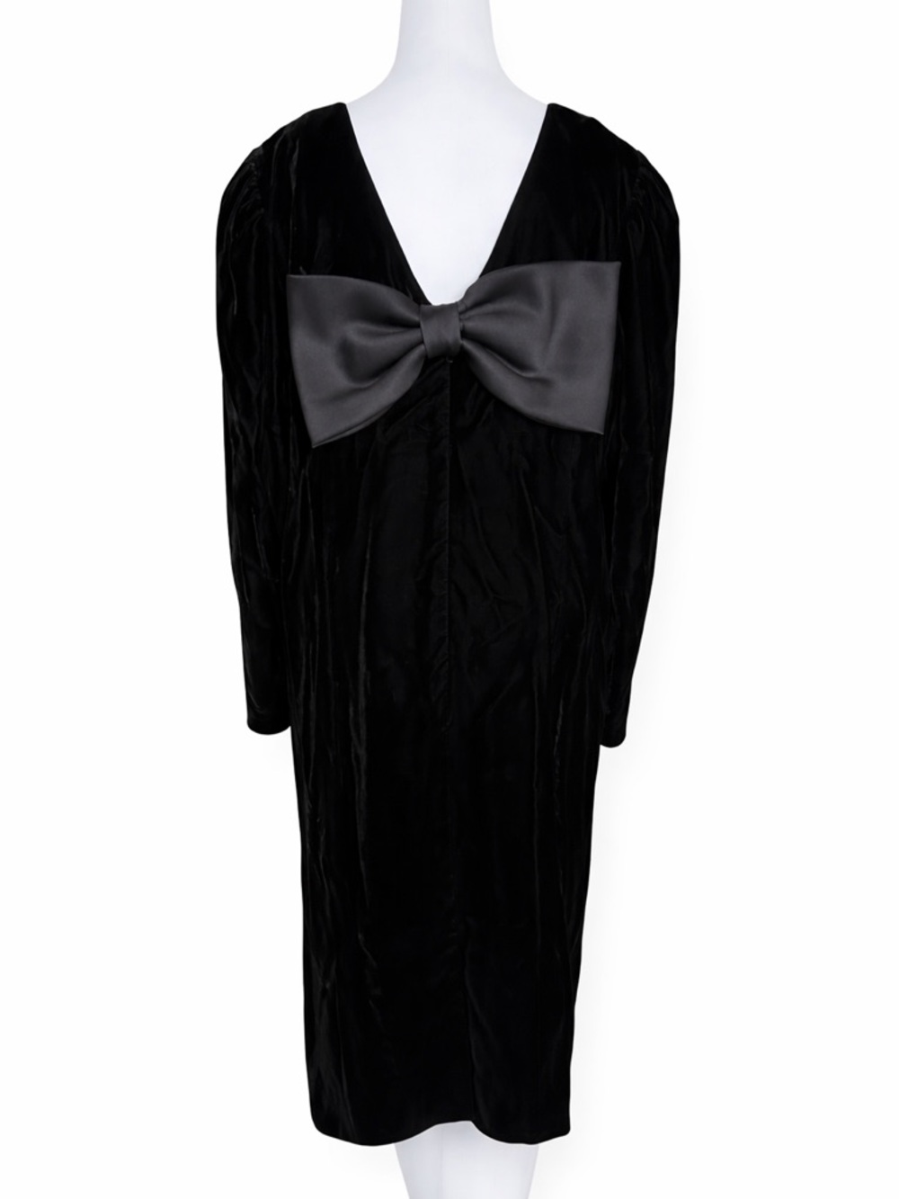 VTG 80s 90s Morgan Taylor Black Velvet Evening Gown 18W Retro Party Prom Bow - Picture 2 of 11